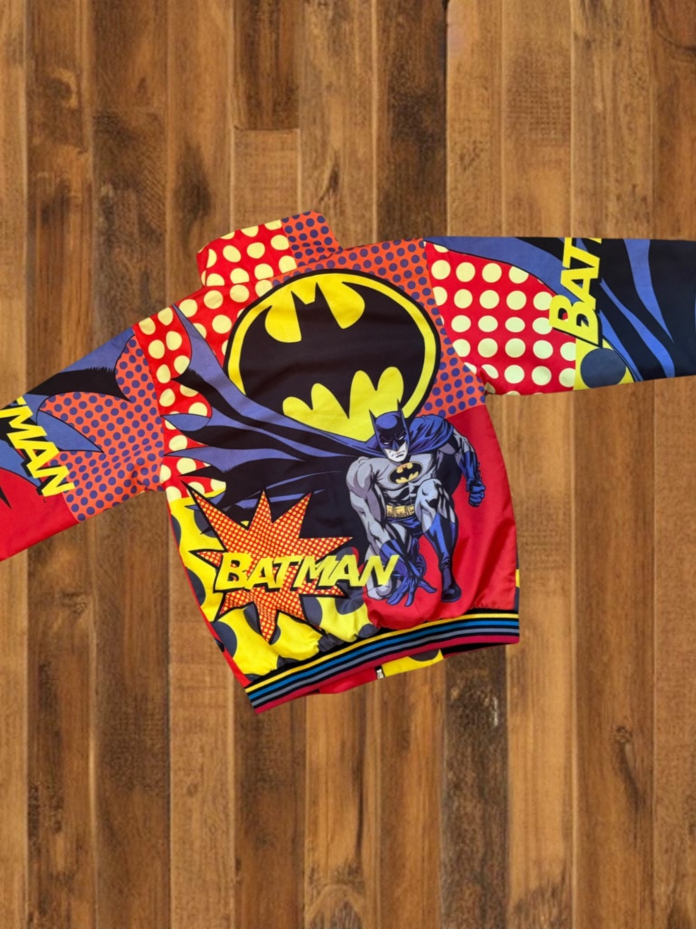 Vintage Batman Comic Print Puffer Jacket Kids Size 10-11 DC Comics - Picture 2 of 6